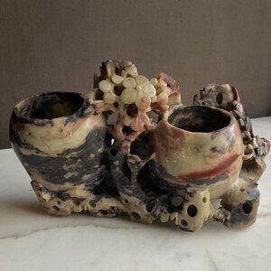 Carved Chinese Soapstone Double Vessel